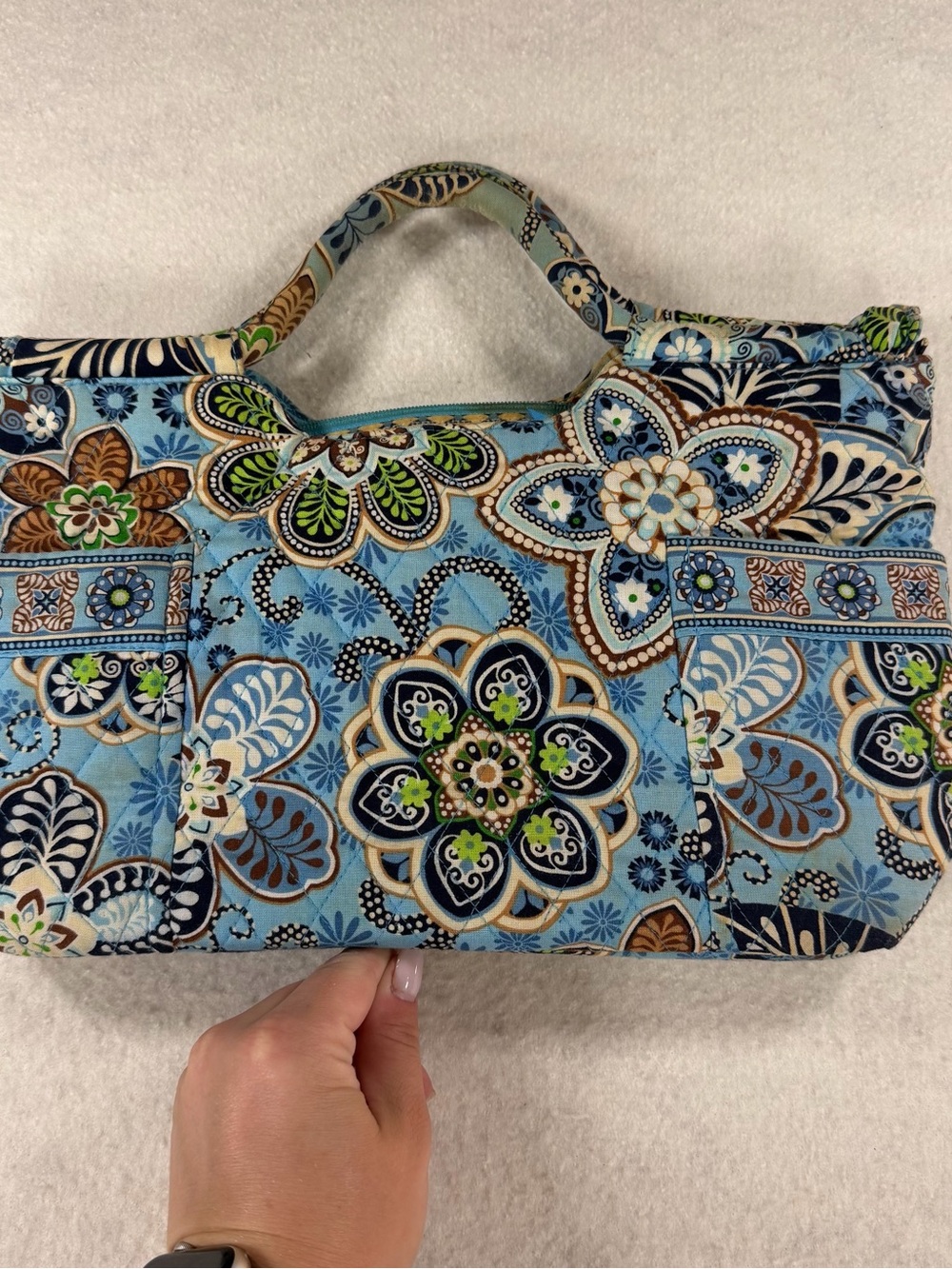 Vera Bradley Gabby Satchel Purse Bag Bali Blue Floral Print Quilted